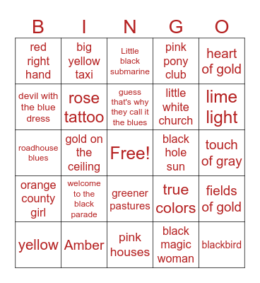 Colors 2 Bingo Card