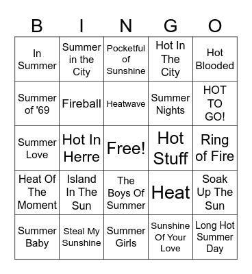 Summertime Bingo Card