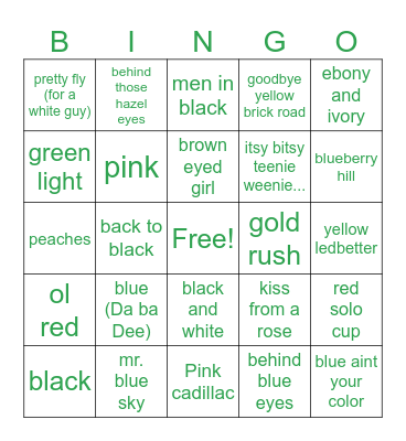 Colors 3 Bingo Card