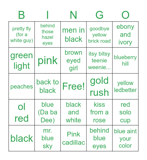 Colors 3 Bingo Card