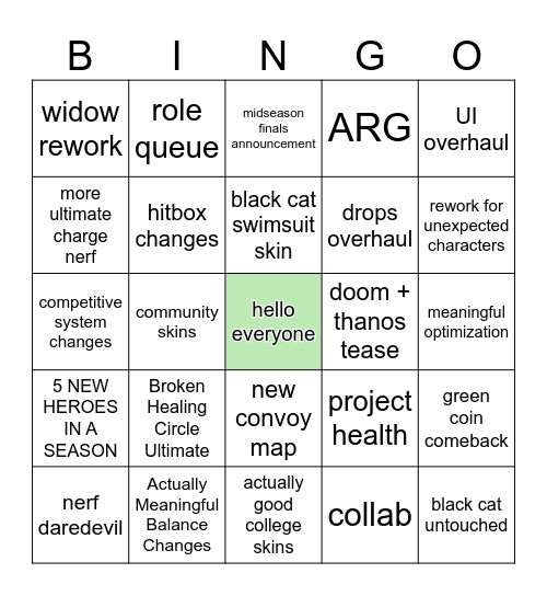 Rivals Premiere Bingo Card