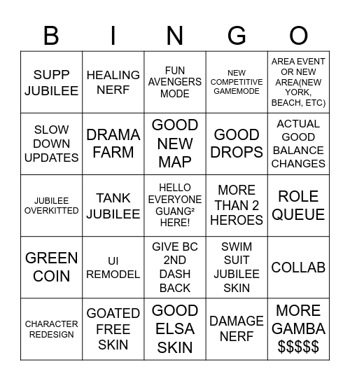 RIVALS SEASON 9 PREVIEW Bingo Card
