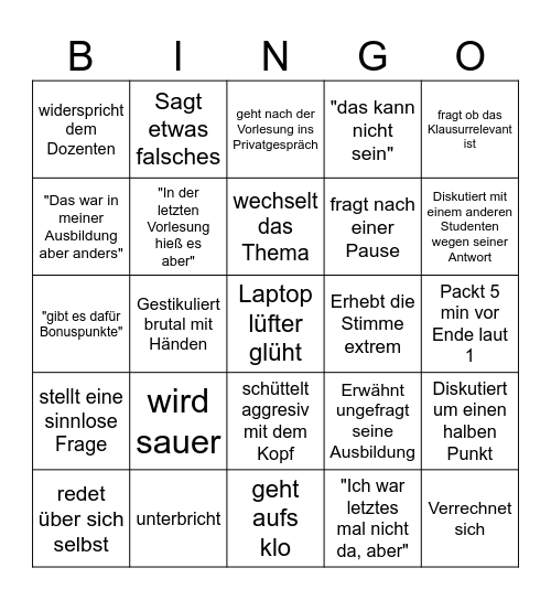 Daniel Bingo Card