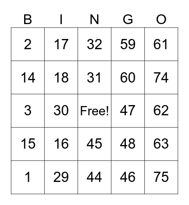 Blue Grass Plant Bingo Card