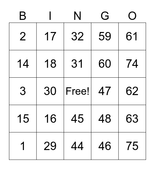 Blue Grass Plant Bingo Card