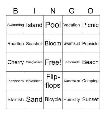Summer Bingo Card