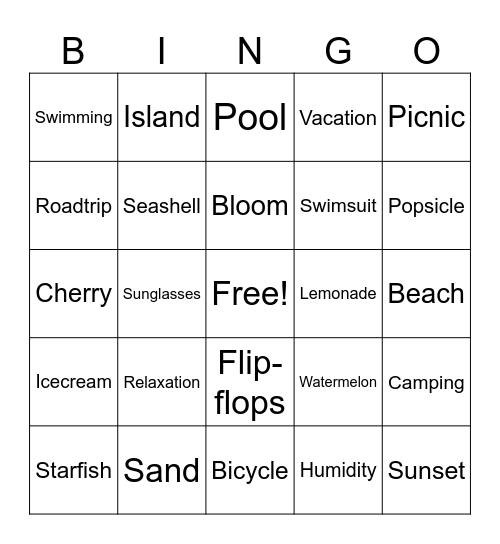 Summer Bingo Card