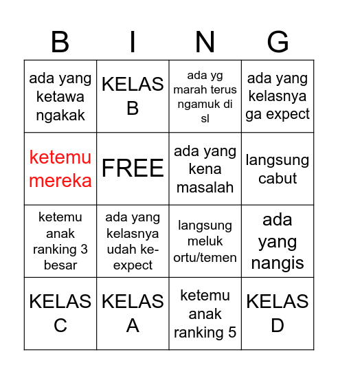 KELAS 8 PREDICITON Bingo Card