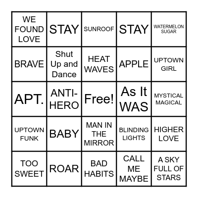 DISCO BINGO Card