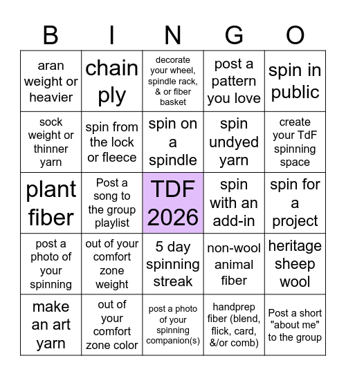 Team Spinners Study Bingo Card