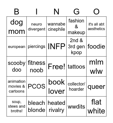 j's Bingo Card