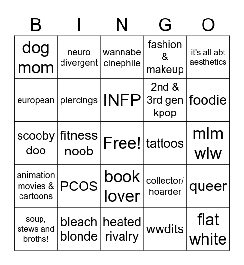 j's Bingo Card