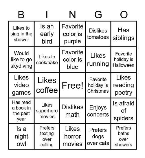 Untitled Bingo Card