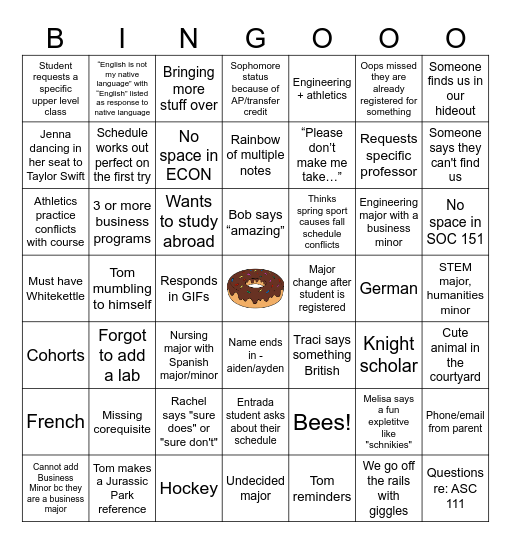 CAMP REGISTRATION Bingo Card