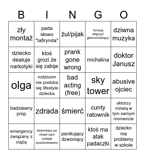 na ratunek 112 bingo Card