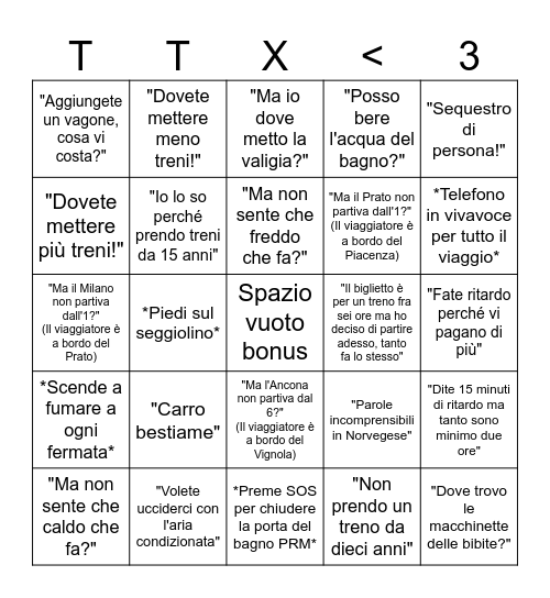 Il Bingo dei viaggiatori estivi! Bingo Card