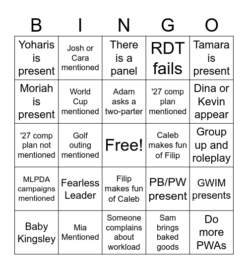 7.8 Meeting Bingo Card