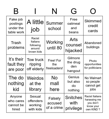 Waltham Insanity Bingo Card