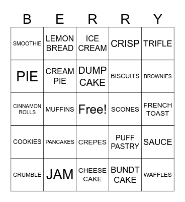 BLUEBERRY Bingo Card