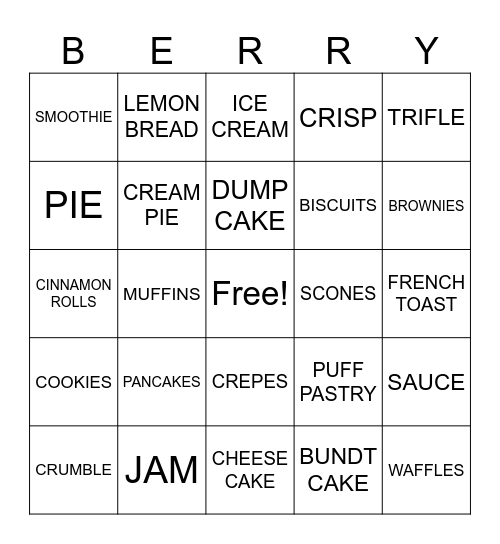 BLUEBERRY Bingo Card