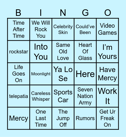 Cancer Season Musical Bingo Card