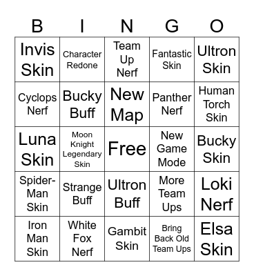 Marvel Rivals Bingo Card