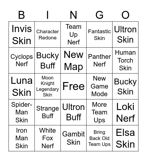 Marvel Rivals Bingo Card