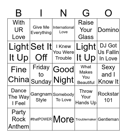 Music Bingo Card