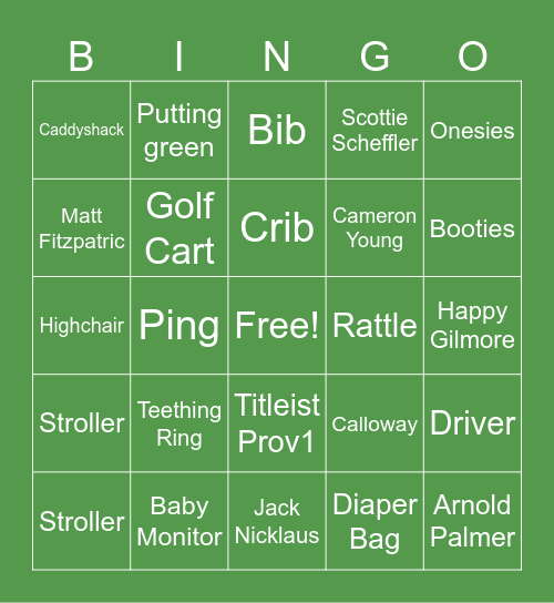 Par Tee Baby Bingo Card