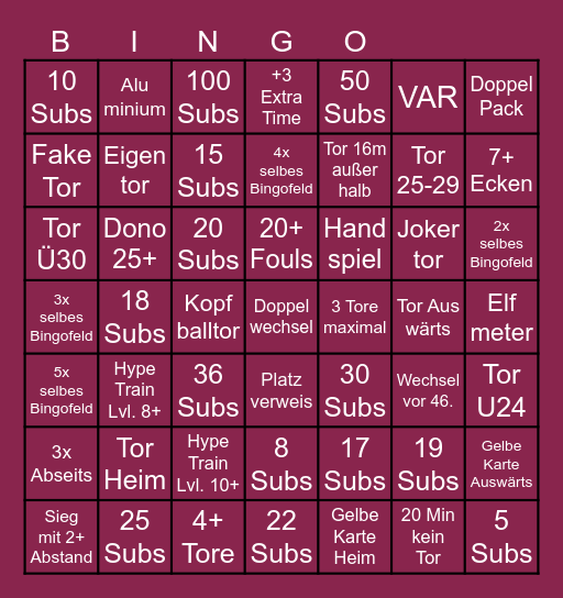 Nations League: Deutschland - Serbien Bingo Card