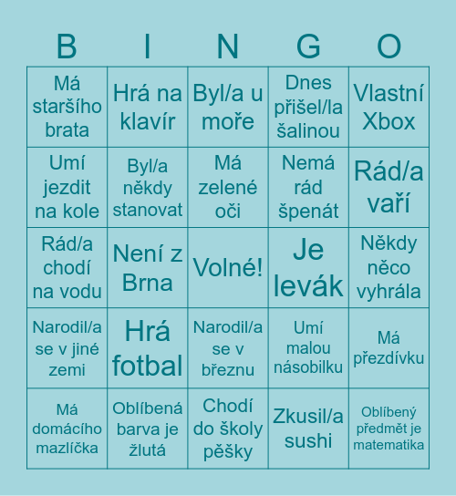 Lidské bingo Card