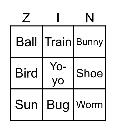 Mariam Zingo board Bingo Card