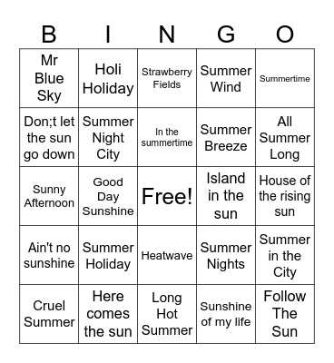 SUMMERTIME BINGO Card