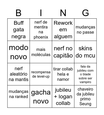 Marvel bingo Card