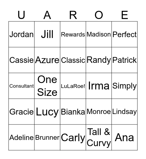 LuLaRoe Style NC Bingo Card