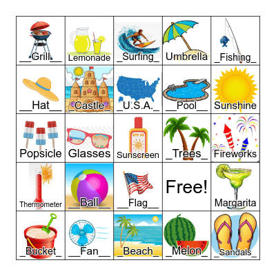 Summer Bingo Card