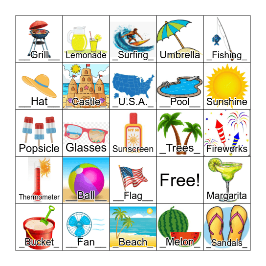 Summer Bingo Card