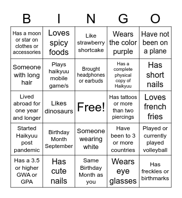 Ice Breaker Bingo Card
