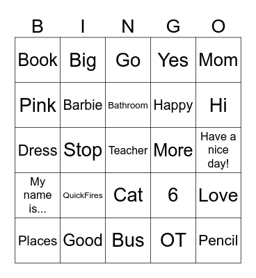 OLLIE CLAIRE AAC BINGO Card