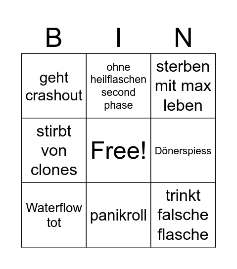 1234 Bingo Card