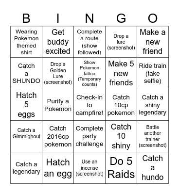 Lakes Park Go-Fest 2026 Bingo Card