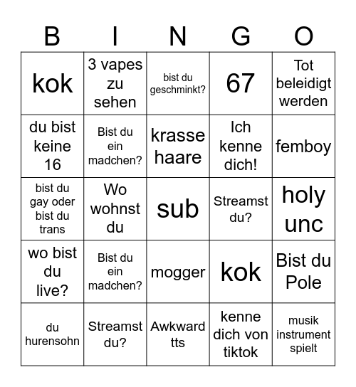omE bingo Card
