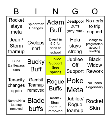 Season 9 predictions Bingo Card
