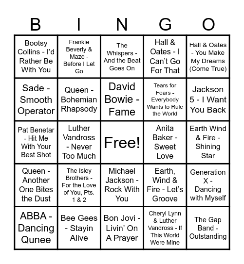 Round 4: Golden Ages Of Music Bingo Card