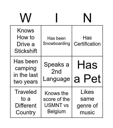 Get to Know West Ops Bingo Card