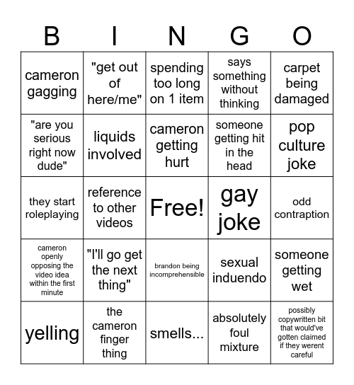 Brandon farris bingo! Bingo Card