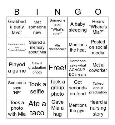 Provider Bingo Card