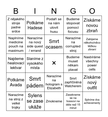 Horizon: Zero Dawn Bingo Card