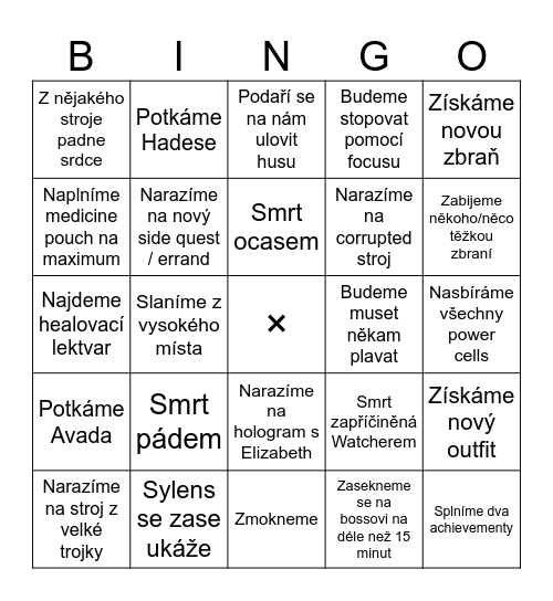 Horizon: Zero Dawn Bingo Card