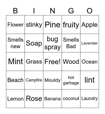 Find the Scent Bingo Card